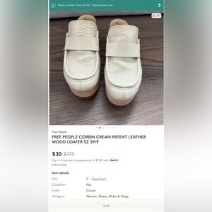 Free People Cream Leather Loafers
